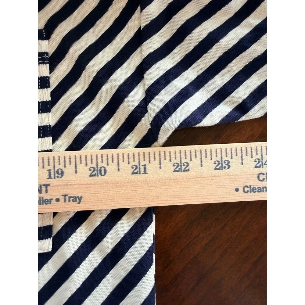 Tory Burch Striped Cotton T-Shirt Dress Short Sleeve Mini Womens L Navy White
